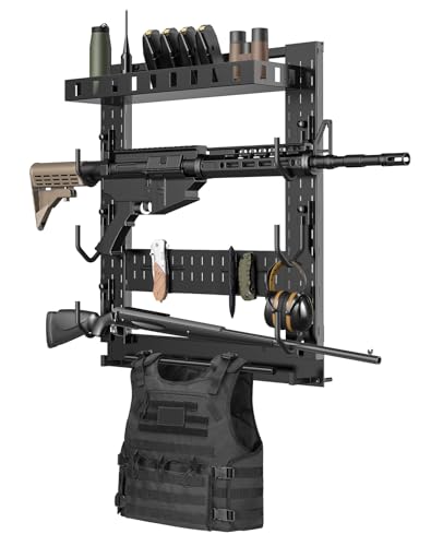 CVLIFE Gun Rack for Wall, Gun Rack Wall Mount with Shelf & Accessory Panel - style: Compact Gun Rack