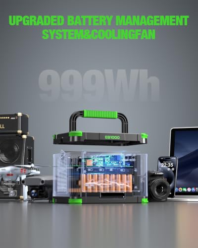 GRECELL Portable Power Station 999Wh 1000W - color: Black