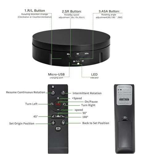 JAYEGT Motorized Rotating Display Stand, 5.74inch /22lbs Load, 360 Degree Electronic Turntable Display Stand for Photography Products Shows , Jewelry, with 5 Colors Backgrounds (Black/Remote Control) - color: Black