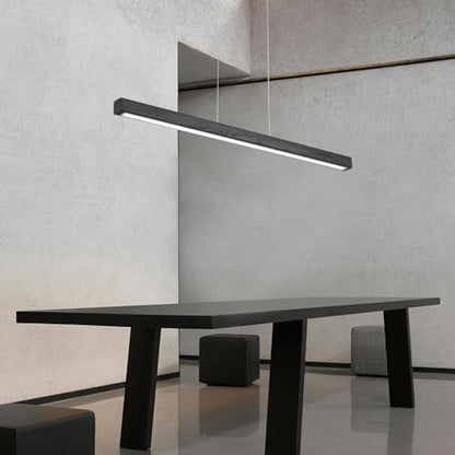 YISDESIGN 71" Black Linear Pendant Light Wooden Led Linear Pendant Light Fixtures Ceiling Hanging Dimmable Pendant Lights for Dining Room Kitchen Island Pool Table Lights Black Wood Finish - color: Black, size: 71in