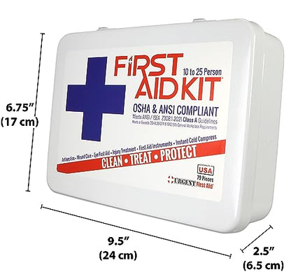 OSHA & ANSI Class A, Metal First Aid Kit, 25 Person, 79 Piece Emergency Kit