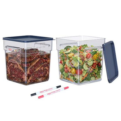 2 Pack 18 QT Commercial Food Storage Containers with Lids, Clear Large Square Containers with Handles for Bulk Ingredients, Flour, Dough Rising and Pet Food Storage - size: 2 X 18.0(QT)