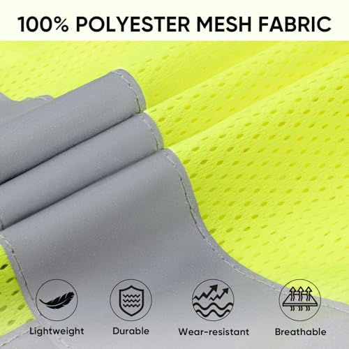TICONN 2PK/4PK Reflective Safety Vest, High Visibility Vest with Reflective Strips for Men Women, Meets ANSI II - color: Yellow, size: Small