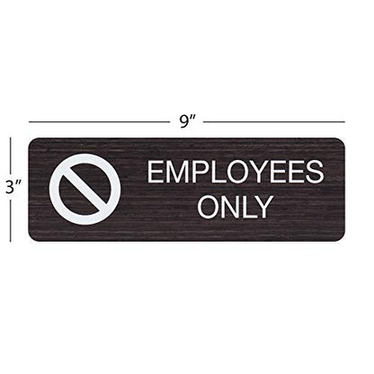 SBLABELS Employees Only Indoor Easy Adhesive Mount Door and Wall Sign for Private Rooms Restaurants and Small Businesses 3" x 9" - Dark Wood - color: Dark Woodgrain, style: Employees Only