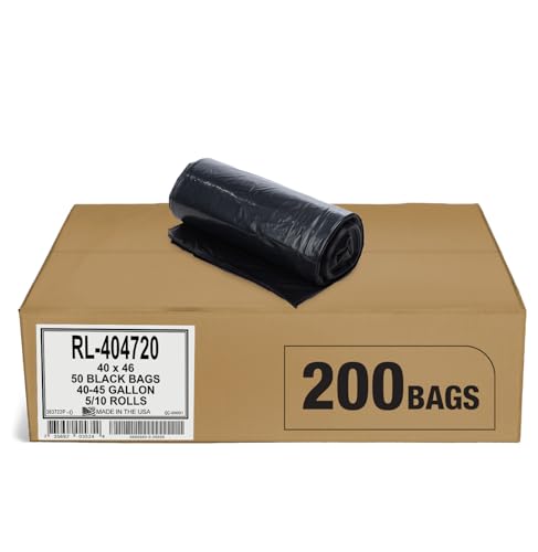 Aluf Plastics 40-45 Gallon Trash Bags (2 MIL - Pack of 200) 40" x 46" - Large Heavy Duty Can Liners - Plastic Black Garbage Bags for Lawn, Leaf, Contractor, Yard, Outdoor use - color: Black, style: 45 Gal, 2 Mil, 200 Count
