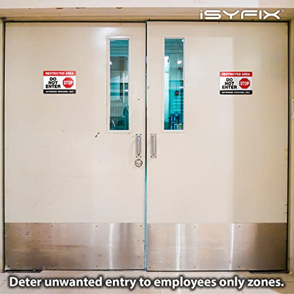 iSYFIX Restricted Area Authorized Personnel Only Sign, 10x7 Inch, 2 Pack