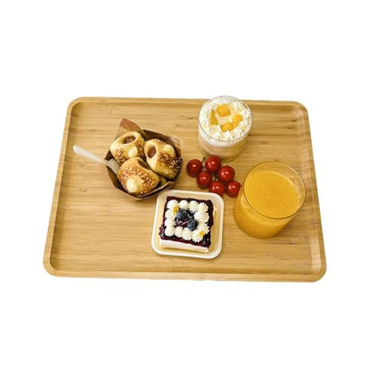DILLMAN Bamboo Serving Tray Wooden Rectangle Dinner Food Bed Lab Tray Large - size: 15.7" x 12.8" x 0.8"