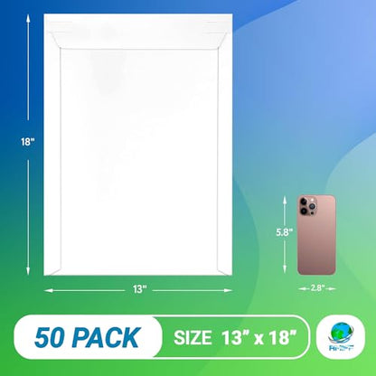 Rigid Mailers with Self-Seal, White 13 x 18 Inches, 25 Pack, 550 GSM Thick Paperboard Envelopes for Documents, Photos, CDs - color: White, size: 13" x 18" / 25 Pack