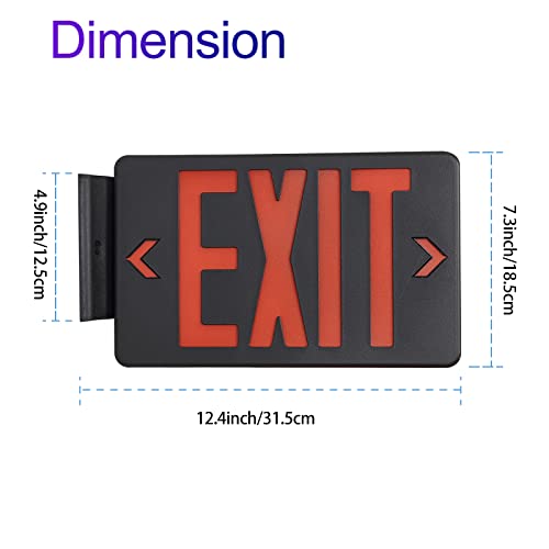 GZRUIYANG Red Exit Sign with Black Housing, LED Emergency Exit Light with Battery Backup, UL Listed, AC 120/277V, Exit Signs with Emergency Lights, Commercial Emergency Lights for Business - 4 Pack - color: Black Housing Red Letter, size: 4 Pack