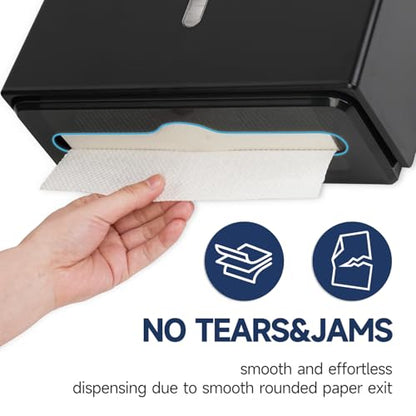 AIKE 200-Sheet Multifold Paper Towel Dispenser,No-Drill Wall Mount,Black - color: Black