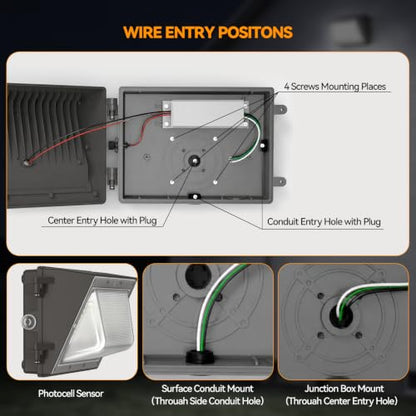160W LED Wall Pack Light Dusk to Dawn, 25600LM 6500K Exterior Lights