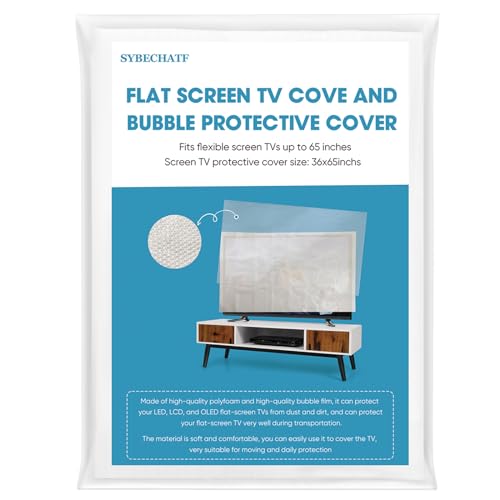 Foam Flat Screen TV Cover and Bubble TV Protective Cover, Fits Up to 65" TV
