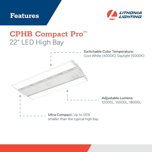 Lithonia Lighting Compact Pro LED High Bay Light Adj Lumens, 4000K/5000K - color: ALO, Switchable Color, size: 22.8-Inch
