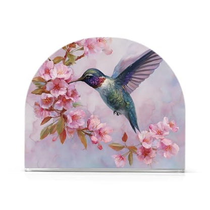 Pink Hummingbird Napkin Holder for Table Acrylic Tissue Dispenser - color: beautiful hummingbird