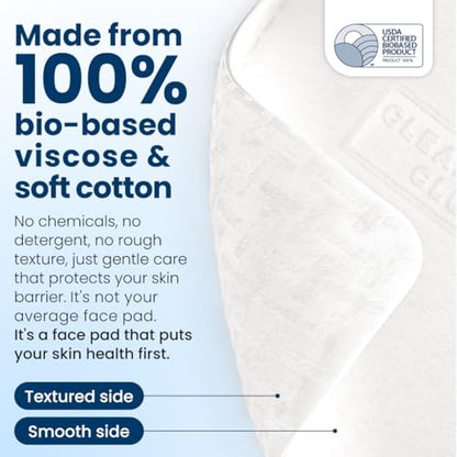 Clean Skin Club Original Clean Towels XL & Clean² Face Pads Bundle, 50 Ct Disposable Face Towels + 60 Ct Dual-Sided Cotton Pads, USDA Biobased Makeup Remover & Skincare Set, Eczema Assn Accepted