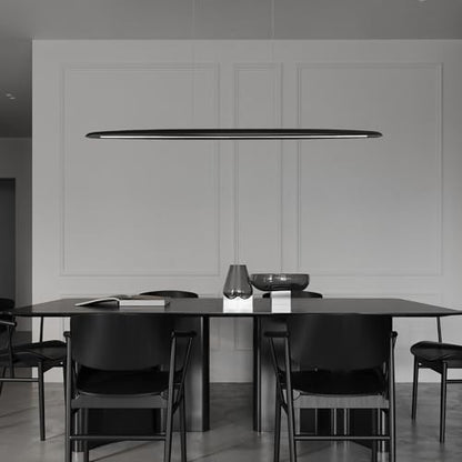 YISDESIGN 59inch Integrated Led Pendant Light 40w Dimmable Wood Black Linear Pendant Lighting Led Modern Island Light with Black Finish for Living Room Dining Room Billiard & Pool Lights - color: Black, size: 59in