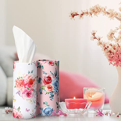 Ctosree 16 Pcs Car Tissue Holder Bulk Floral Cylinder Box Cup Holder