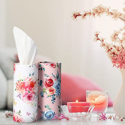 Ctosree 16 Pcs Car Tissue Holder Bulk Floral Cylinder Box Cup Holder