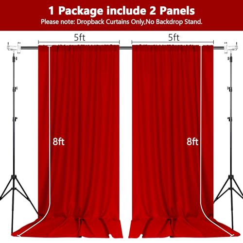MEETSKY Blue Backdrop Curtains,Birthday Backdrop Drapes,5ft x 8ft,2 Panels - color: Red, size: 60"W x 96"L (Pack of 2)
