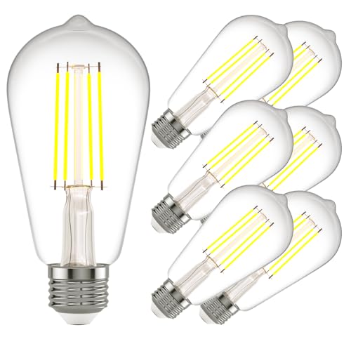 Kawaya E26 LED Edison Bulbs: 6W Equivalent 60 Watt Dimmable LED Light Bulbs - Vintage Warm Lights 2700k 800 Lumens High Brightness Filament Bulbs with 90+ CRI - Clear Glass, 6 Pack - color: 2700k Warmwhite, size: 6 Pack