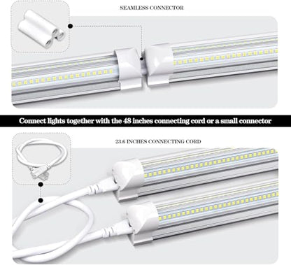 10 Pack 8Ft LED Shop Lights, 100W 15500LM 6000K T8 96" Garage Lights
