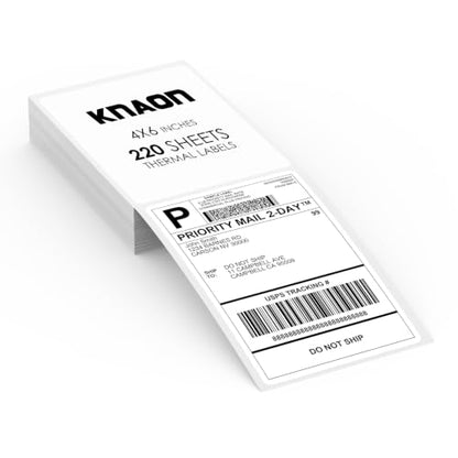 KNAON 4x6 Thermal Shipping Labels - 220 Pack Fanfold, Direct Thermal Labels - size: 220 Labels