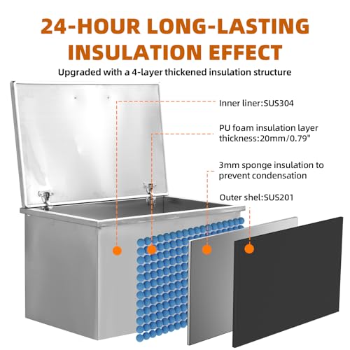 304 Stainless Steel Built-in Refrigerator Bin, Kitchen Cold Storage Container, Multiple Sizes (20x16x13 Inch Etc.), Commercial & Home Use Chilling Bin - size: 28''L x 18''W x 17''H