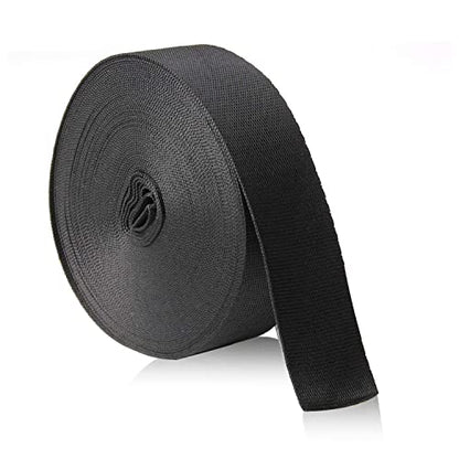 JIAKAI 1 Inch Wide 10 Yards Nylon Webbing Strap，Polypropylene Straps for Bags, Hammocks, Outdoor Climbing and DIY Making Luggage Strap, Pet Collar, Backpack Repairing（Black） - size: 1Inch