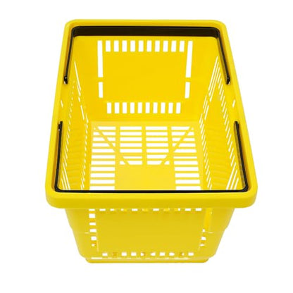 12Pcs Shopping Baskets, Plastic Shopping Baskets with Handles, 28L/7.4Gal Capacity Store Baskets Retail Baskets Grocery Baskets for Market, 18.9 x 13 x 10.2 Inches