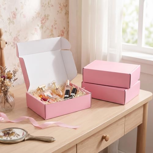 Spakon 50 Packs Shipping Boxes, Cardboard, Pink, 6 x 4 x 1.6 Inches - color: Pink, size: 6 x 4 x 1.6 Inches