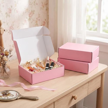Spakon 50 Packs Shipping Boxes, Cardboard, Pink, 6 x 4 x 1.6 Inches - color: Pink, size: 6 x 4 x 1.6 Inches