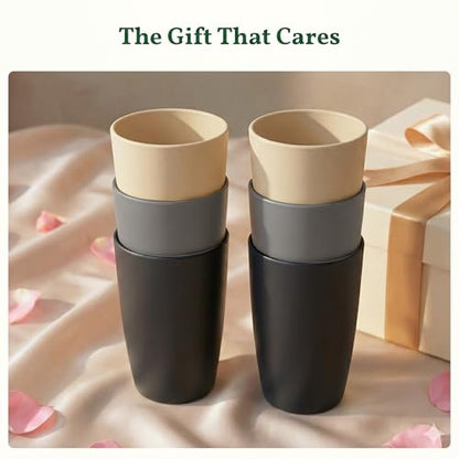 Homienly Premium Wheat Straw Cups, 20oz Lightweight and Unbreakable Drinking Cups Set of 6, Reusable Water Glasses Microwave and Dishwasher Safe Cup Set for Coffee, Milk, Juice - GreyStone - color: GreyStone, size: 20 Ounces