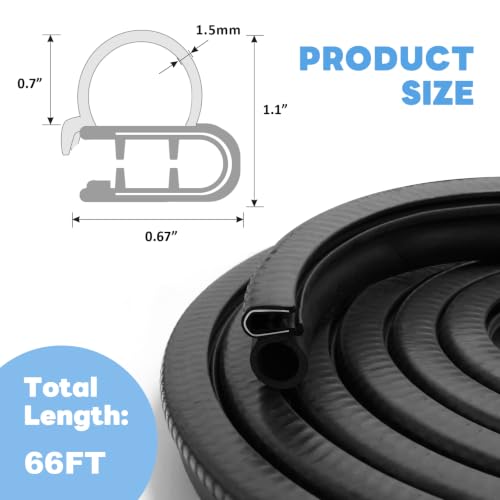 Storystore Automotive Door Weather Stripping 66Ft, Rubber Edge Trim Seal - size: 66 Feet