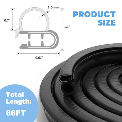 Storystore Automotive Door Weather Stripping 66Ft, Rubber Edge Trim Seal - size: 66 Feet