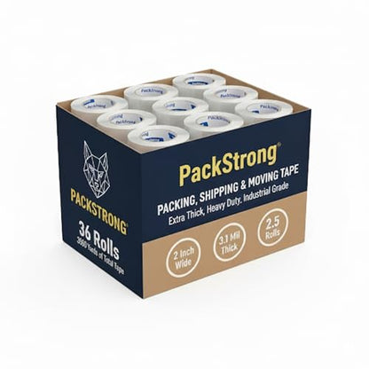 Packstrong Heavy Duty Packing Tape 36 Rolls, 2 Inch Wide 3.1 Mil 110 Yards - size: 2" Wide x 3.1 Mil Thick
