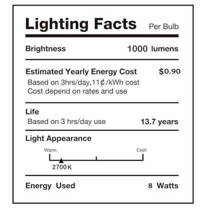 SD LUX G25 Edison LED Light Bulb Dimmable 8W 1000lm Equi100W E26 2700K 3PC - size: 3