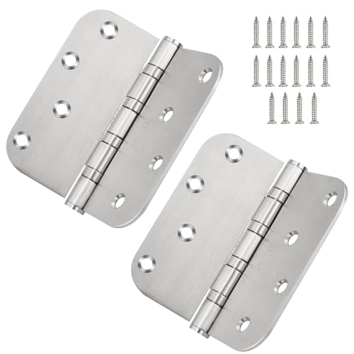 304 Stainless Steel Door Hinges 4 Inch Ball Bearing Interior & Exterior Door Hinges 4'' X 4'' for Left & Right Doors with 5/8" Radius Corners 2 Pack (2Pack, Silver) - size: 2 Pack