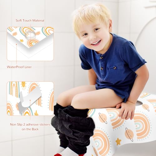 30 Pack Toilet Seat Covers Disposable, Individually Wrapped for Travel, Large Waterproof Potty Covers for Kids and Adults,Toddler Potty Training for Public Restroom, Airplane, Trip - Rainbow - color: Rainbow