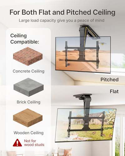 monTEK Motorized Ceiling TV Mount with Remote for 37-75 Inch TVs - size: 37-75 inch