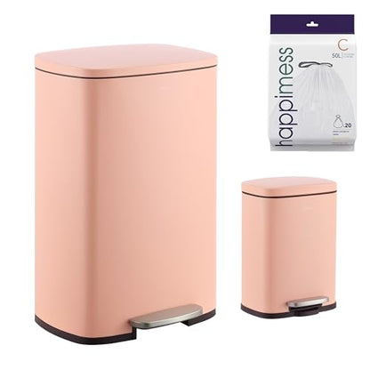 happimess Connor 2-Piece Iron Trash Can, Flamingo Pink - color: Flamingo Pink