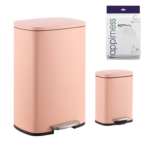 happimess Connor 2-Piece Iron Trash Can, Flamingo Pink - color: Flamingo Pink