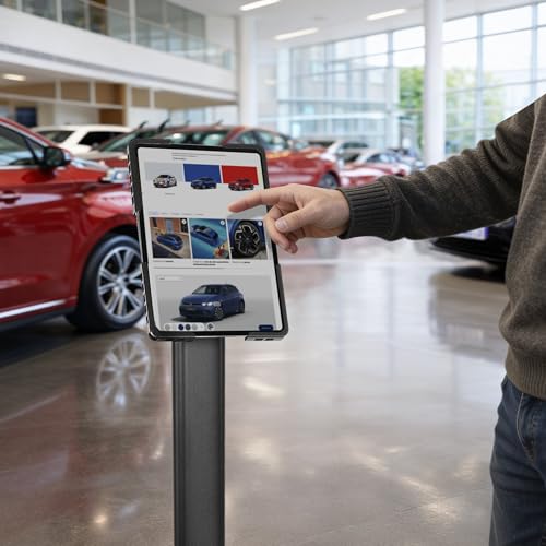 Mount-It! Anti-Theft Universal Tablet Floor Kiosk, Height Adjustable, Black - color: Black