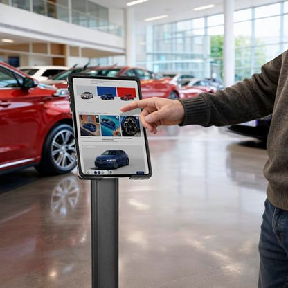 Mount-It! Anti-Theft Universal Tablet Floor Kiosk, Height Adjustable, Black - color: Black