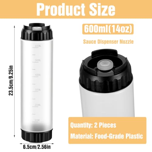 Grevosea 2 Pcs 24 oz Inverted Squeeze Bottles, Valve Condiment Dispenser - color: Black, size: 24 Ounces