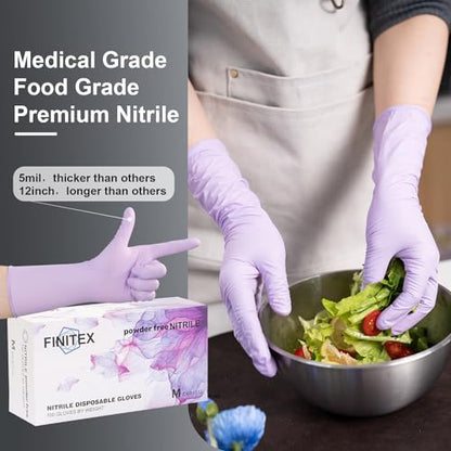 FINITEX Nitrile Disposable Latex-Free Gloves Purple 5mil 100PCS Cleaning - color: Purple (Medium 100)