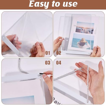 4 Pcs Business Retail Hanging Sign Holder 12.8x8.7 Inch Retail Display Sign Holder Advertising Sign Holders Clear Poster Frame for Store Supermarket Restaurant Office Exhibition Mall, White