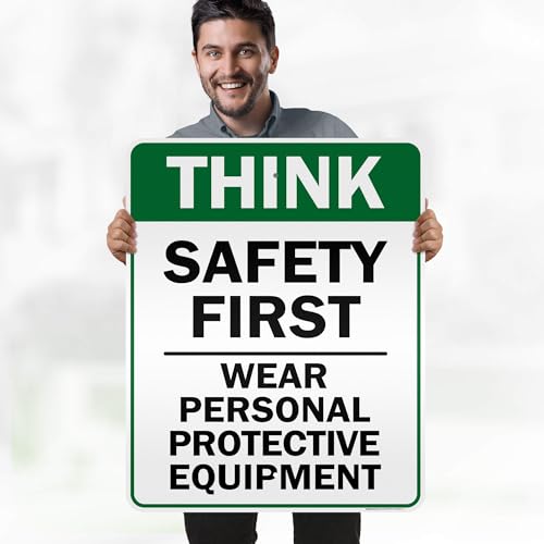 Think Safety First Wear Personal Protective Equipment Sign, 24"x30" .080 - size: 24x30 Reflective Aluminum