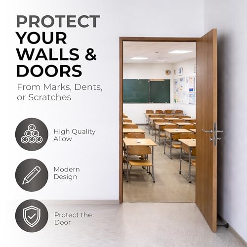 Spring Door Stopper-White – 3-Pack Wall Door Stopper – Easy Installation Doorstop with Rubber Bumper Tip – Heavy Duty Materials and No-Damage Design - color: White