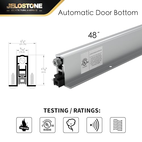 48'' Commercial Automatic Door Bottom, Mill Finish, 9/16" W x 1-3/8"H Aluminum Automatic Door Bottom, Full Mortise with Neoprene Insert, JS-4111RL - size: 48''