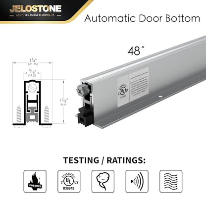 48'' Commercial Automatic Door Bottom, Mill Finish, 9/16" W x 1-3/8"H Aluminum Automatic Door Bottom, Full Mortise with Neoprene Insert, JS-4111RL - size: 48''